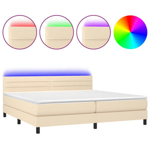 Letto a Molle Materasso e LED bianco 200x200cm in Tessuto 3133266