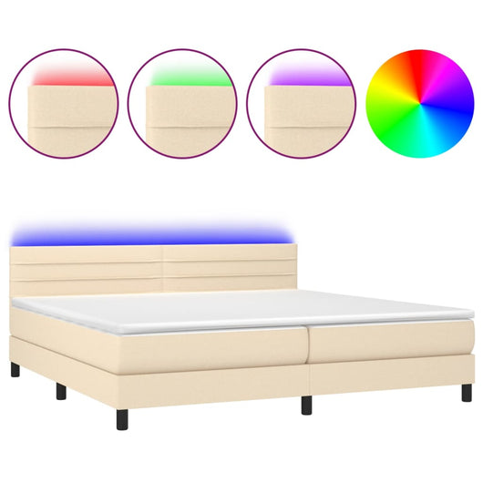 Letto a Molle Materasso e LED bianco 200x200cm in Tessuto 3133266
