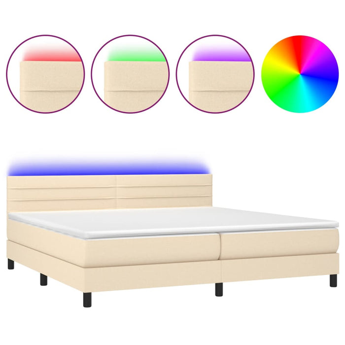 Letto a Molle Materasso e LED bianco 200x200cm in Tessuto 3133266