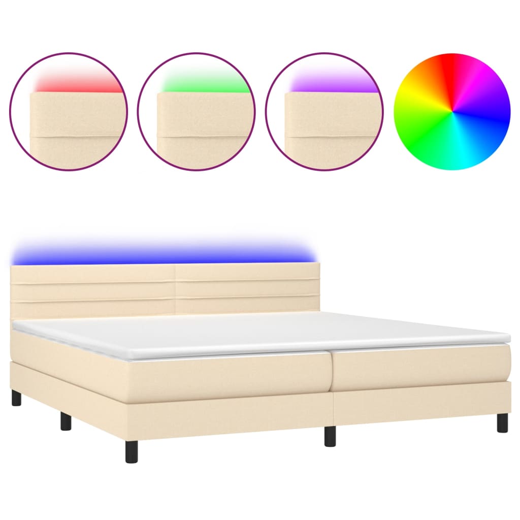 Letto a Molle Materasso e LED bianco 200x200cm in Tessuto cod mxl 61259