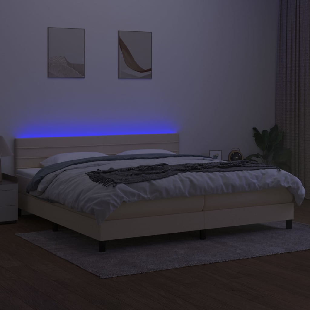 Letto a Molle Materasso e LED bianco 200x200cm in Tessuto cod mxl 61259