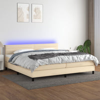 Letto a Molle Materasso e LED bianco 200x200cm in Tessuto 3133266