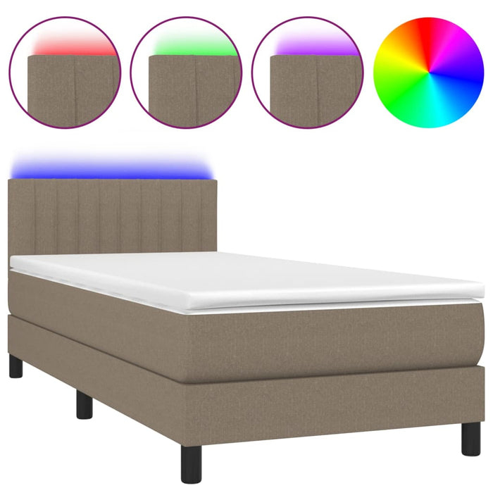 Letto a Molle con Materasso e LED Tortora 90x200 cm in Tessuto cod mxl 33628
