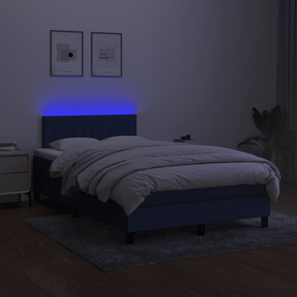 Letto a Molle con Materasso e LED Blu 120x200cm in Tessuto 3133307