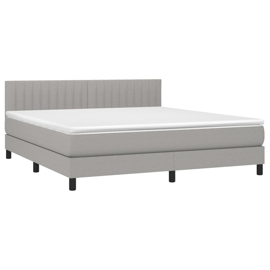 Letto a Molle Materasso e LED Grigio Chiaro 160x200 cm Tessuto cod mxl 45557