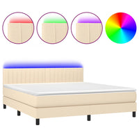Letto a Molle con Materasso e LED Crema 160x200 cm in Tessuto 3133330