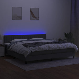 Letto a Molle Materasso e LED Grigio Scuro 200x200cm in Tessuto cod mxl 37201