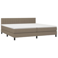 Letto a Molle Materasso e LED tortora 200x200cm in Tessuto 3133345