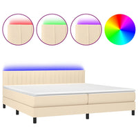 Letto a Molle Materasso e LED bianco 200x200cm in Tessuto 3133346