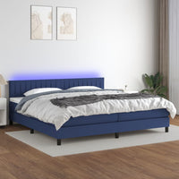 Letto a Molle Materasso e LED Blu 200x200cm in Tessuto 3133347