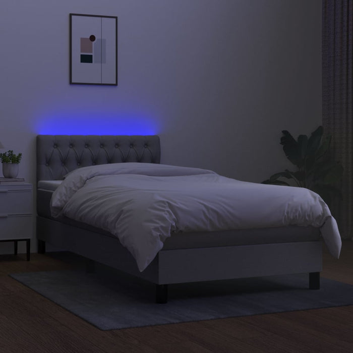 Letto a Molle Materasso e LED Grigio Chiaro 90x190 cm Tessuto 3133357