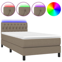 Letto a Molle con Materasso e LED Tortora 90x190 cm in Tessuto cod mxl 33409