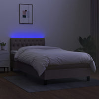 Letto a Molle con Materasso e LED Tortora 90x190 cm in Tessuto cod mxl 33409