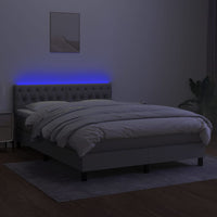 Letto a Molle Materasso e LED Grigio Chiaro 140x200 cm Tessuto cod mxl 47227