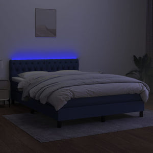 Letto a Molle con Materasso e LED Blu 140x200 cm in Tessuto 3133403