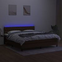 Letto a Molle Materasso e LED Marrone Scuro 160x200 cm Tessuto cod mxl 41230