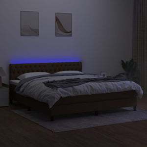 Letto a Molle Materasso e LED Marrone Scuro 160x200 cm Tessuto cod mxl 41230