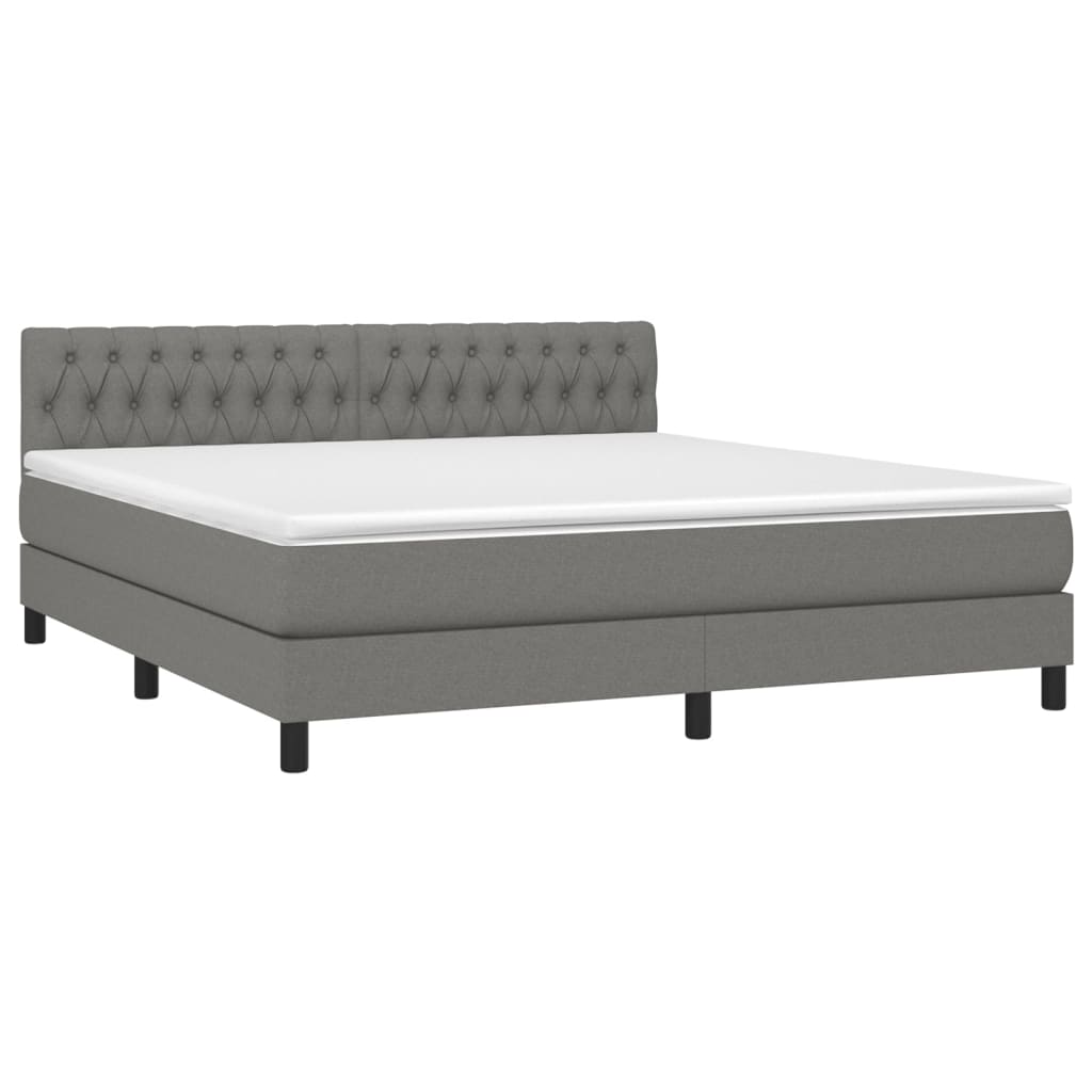 Letto a Molle Materasso e LED Grigio Scuro 180x200cm in Tessuto cod mxl 49711