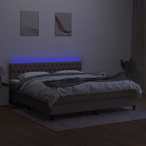 Letto a Molle con Materasso e LED Tortora 180x200 cm in Tessuto cod mxl 62984