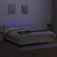 Letto a Molle con Materasso e LED Crema 180x200 cm in Tessuto 3133418