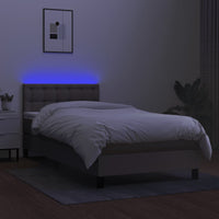 Letto a Molle con Materasso e LED Tortora 80x200 cm in Tessuto 3133433