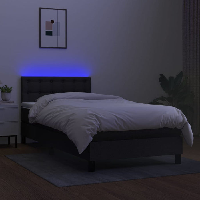 Letto a Molle con Materasso e LED Nero 100x200 cm in Tessuto 3133455