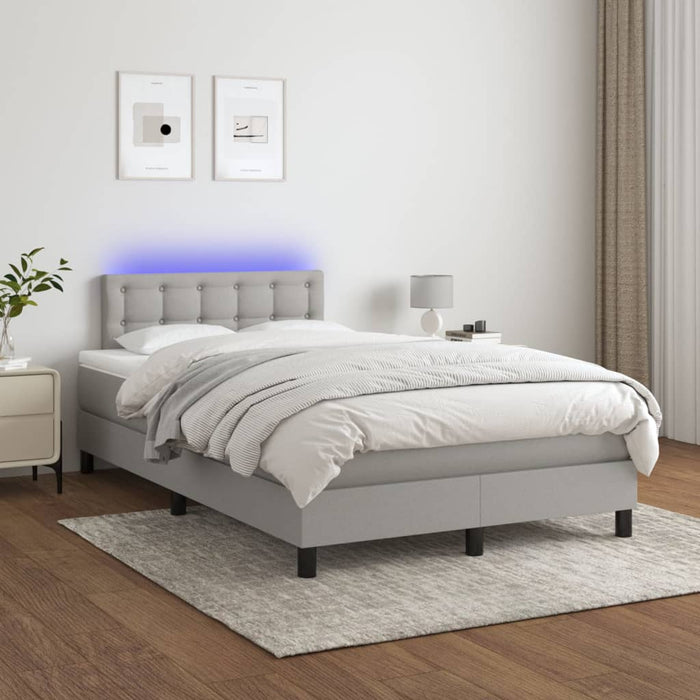 Letto a Molle Materasso e LED Grigio Chiaro 120x200 cm Tessuto 3133461