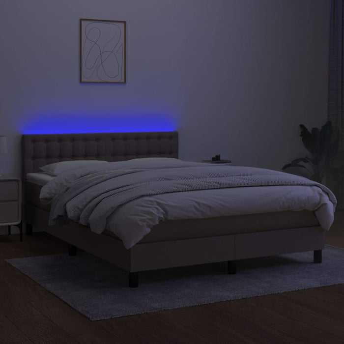 Letto a Molle con Materasso e LED Tortora 140x200 cm in Tessuto cod mxl 35732