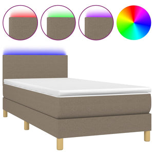 Letto a Molle con Materasso e LED Tortora 90x190 cm in Tessuto 3133521