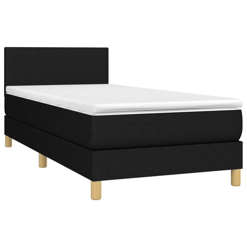 Letto a Molle con Materasso e LED-Struttura Letto con Materasso Nero 90x200 cm in Tessuto 997134