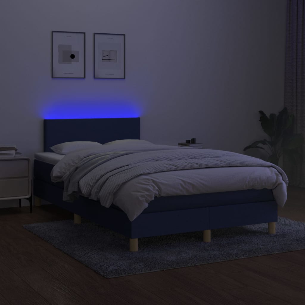 Letto a Molle con Materasso e LED Blu 120x200cm in Tessuto 3133547