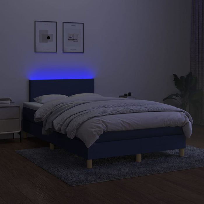 Letto a Molle con Materasso e LED Blu 120x200cm in Tessuto 3133547
