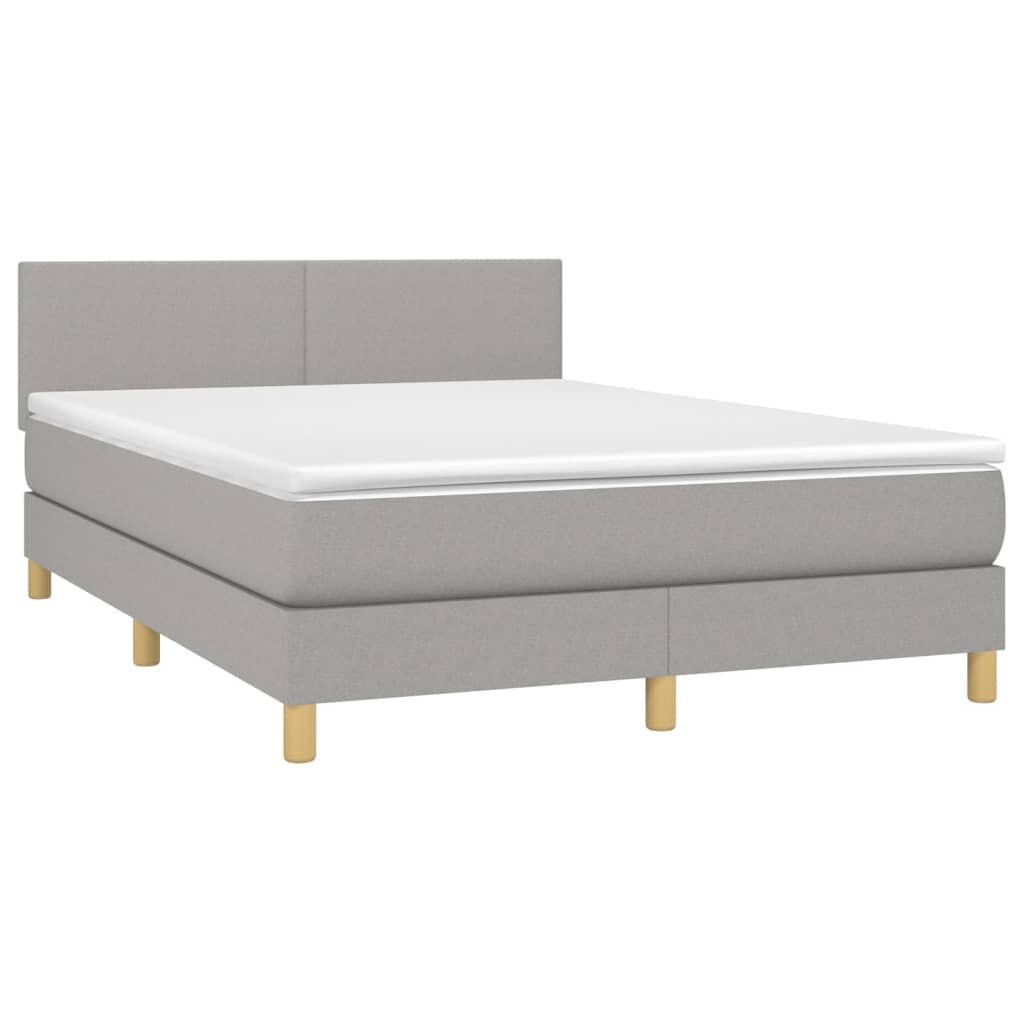 Letto a Molle Materasso e LED Grigio Chiaro 140x190 cm Tessutocod mxl 74817