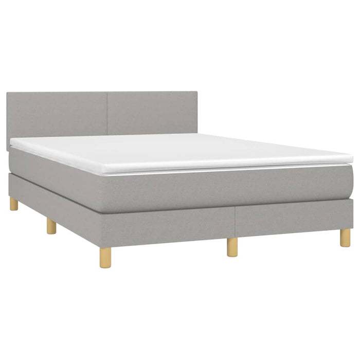 Letto a Molle Materasso e LED Grigio Chiaro 140x190 cm Tessutocod mxl 74817