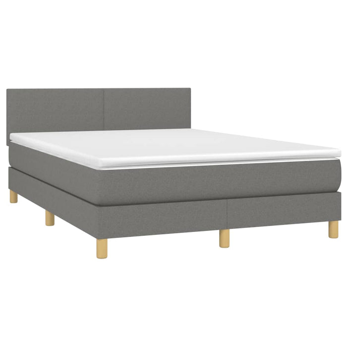 Letto a Molle Materasso e LED Grigio Scuro 140x200cm in Tessuto cod mxl 64595