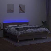 Letto a Molle con Materasso e LED Tortora 180x200 cm in Tessuto 3133577