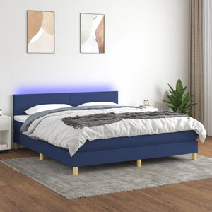 Letto a Molle con Materasso e LED Blu 180x200 cm in Tessuto cod mxl 74255