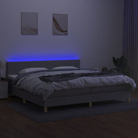 Letto a Molle Materasso e LED Grigio Chiaro 200x200 cm Tessuto 3133581