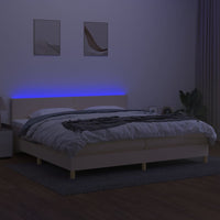Letto a Molle Materasso e LED bianco 200x200cm in Tessuto