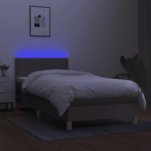 Letto a Molle con Materasso e LED Tortora 90x200 cm in Tessuto 3133609