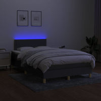 Letto a Molle Materasso e LED Grigio Scuro 120x200cm in Tessuto