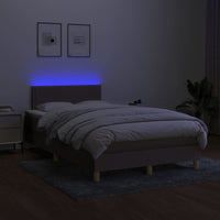 Letto a Molle con Materasso e LED Tortora 120x200cm in Tessuto 3133625