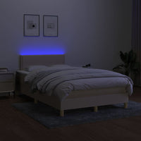Letto a Molle con Materasso e LED Crema 120x200cm in Tessuto 3133626