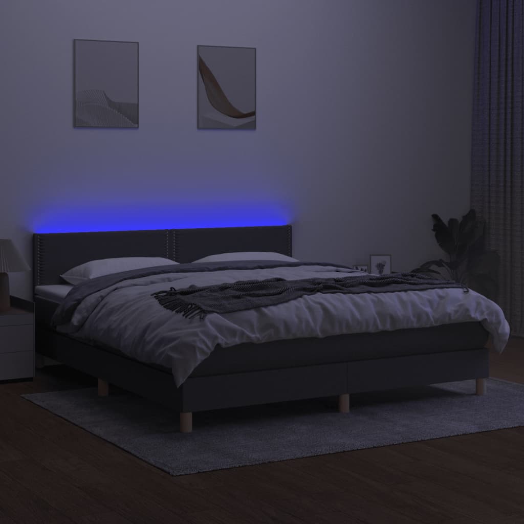 Letto a Molle Materasso e LED Grigio Scuro 160x200cm in Tessutocod mxl 74816