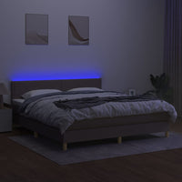 Letto a Molle con Materasso e LED Tortora 160x200 cm in Tessuto 3133649