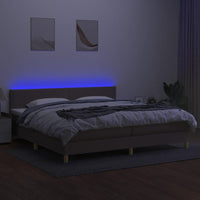 Letto a Molle Materasso e LED tortora 200x200cm in Tessuto 3133665