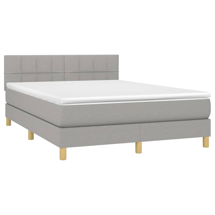 Letto a Molle Materasso e LED Grigio Chiaro 140x190 cm Tessuto 3133709