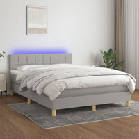 Letto a Molle Materasso e LED Grigio Chiaro 140x190 cm Tessuto 3133709
