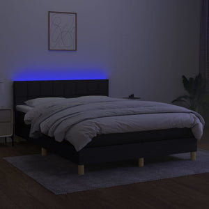 Letto a Molle con Materasso e LED Nero 140x190 cm in Tessuto 3133711