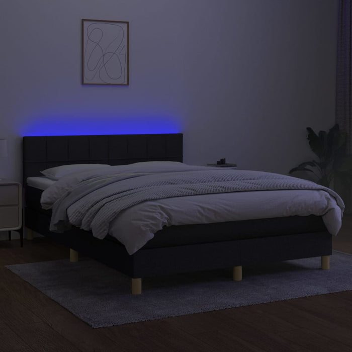 Letto a Molle con Materasso e LED Nero 140x190 cm in Tessuto 3133711